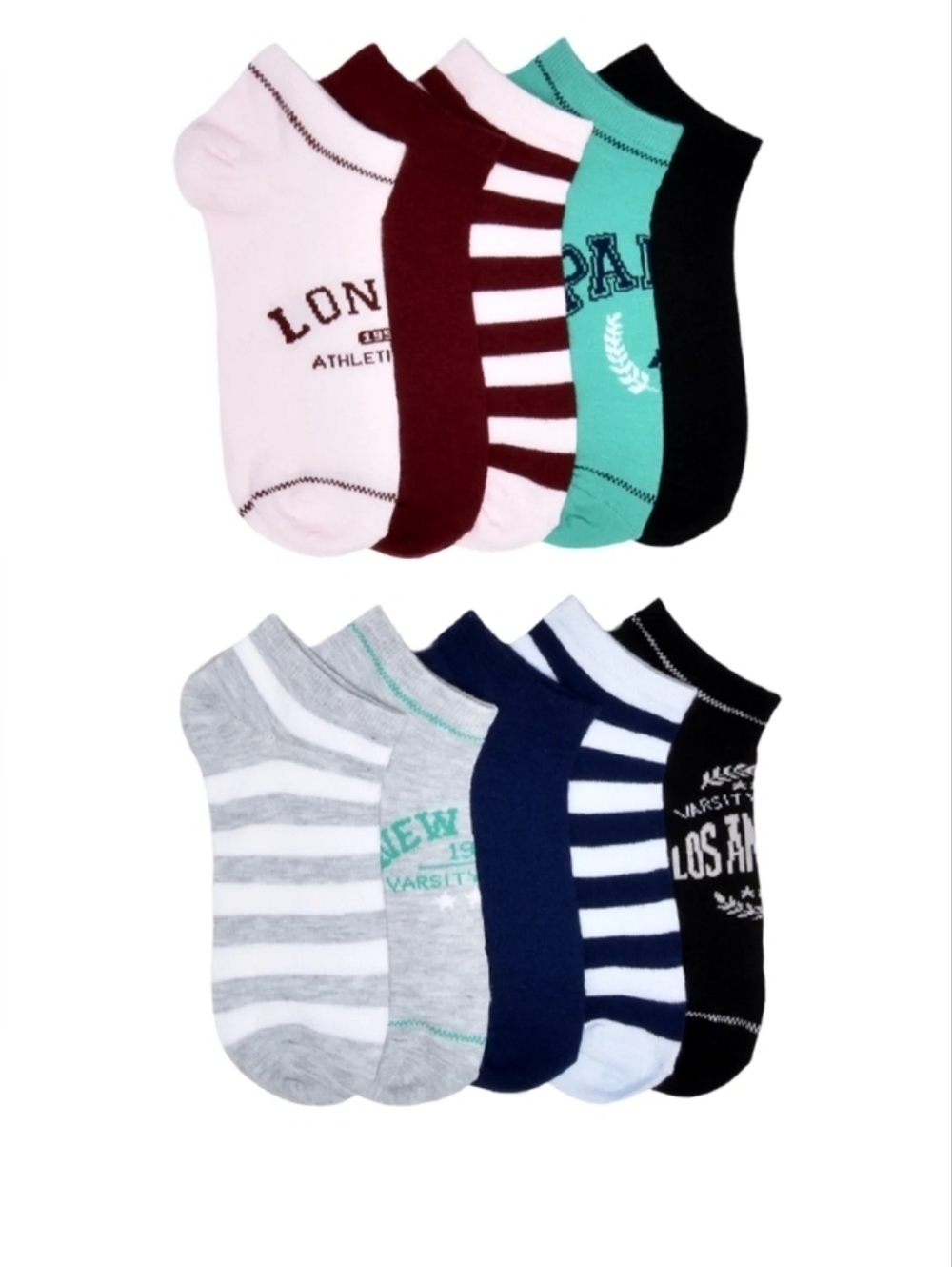 No Boundaries Womens Low-Cut Socks, 10-Pack, Sock Sizes 4-10.         9